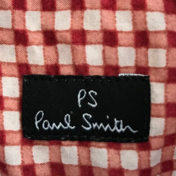 Paul Smith Vintage Shirt: Tiny Print Short Sleeve Button-Down, Magenta Cream L - Picture 8 of 10